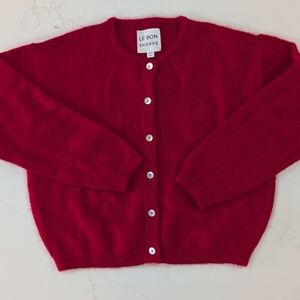 Le Bon Shoppe Leila Cardigan Sweater Red Mohair Wool Blend XS/S NWT - Oversized